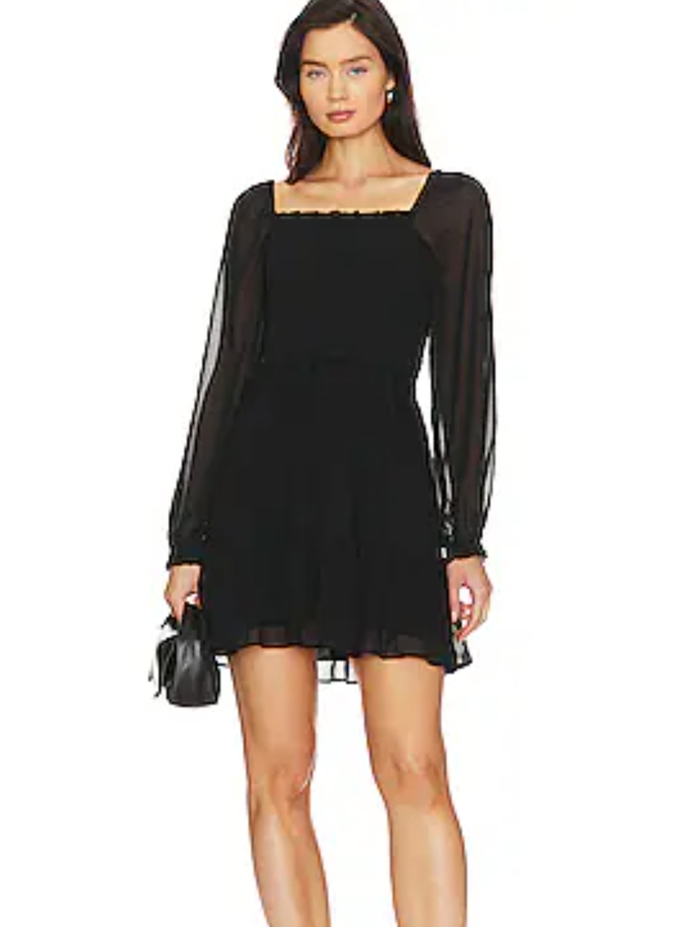 1. State - Black Long-Sleeve Square Neck Mini Dress